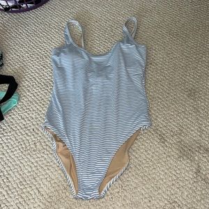 Blue Striped Bathing Suit